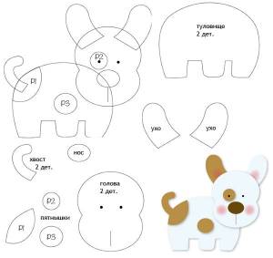 Где найти  выкройки собак из фетра на Новый год 2018?