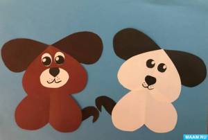 Мастер-класс по аппликации из цветной бумаги «Щенок из сердечек» для старших дошкольников