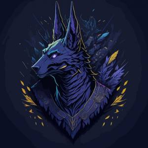 Голубая египетская собака с фиолетовой мордой и зелеными глазами