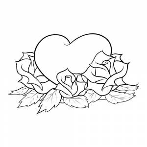 Раскраска Розы и сердечко