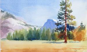 Пейзаж рисунок акварелью лес