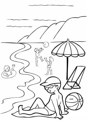 Раскраска Дети на море