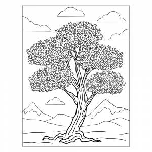 Раскраска Дерево с маленькими листочками