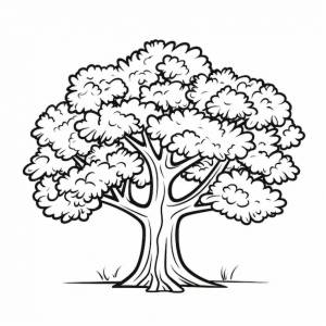 Дерево как нарисованный от руки эскиз раскраски простой контур в стиле простого мультфильма