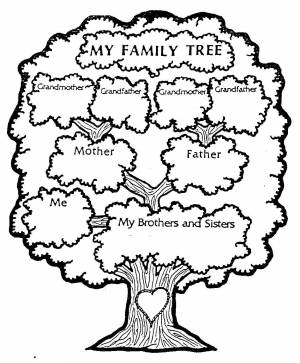 Раскраски Раскраска Дерево семейное Семейное дерево Контур солнца
