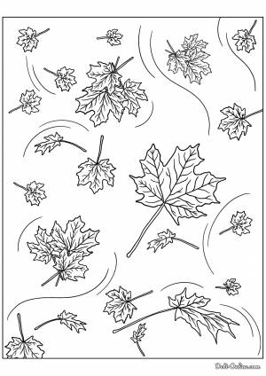 Раскраска Осенние листья развеваются на ветру