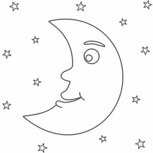 Раскраски Раскраска Луна и звезды звезды детские