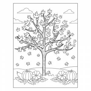 Раскраска Дерево теряет листья