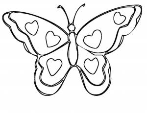 Раскраски Раскраска бабочка с клыльями Бабочки, Раскраска бабочка бабочка с сердечками Бабочки
