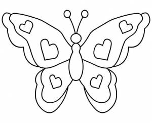 Раскраски крылья, Раскраска Сердечки на крыльях бабочки бабочки