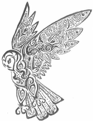 Раскраски Раскраска Сова с большими крыльями Антистресс