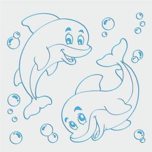 Трафарет Морские дельфины