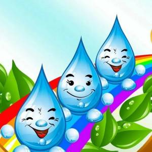 Рисунок капельки воды для детей с улыбкой
