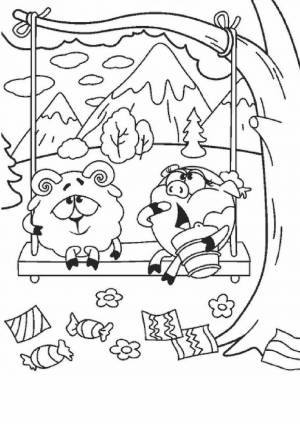 Раскраска Смешарики осенью