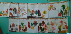 Конспект занятия «Осенний лес» с применением нетрадиционной техники рисования «отпечаток осенними листьями»