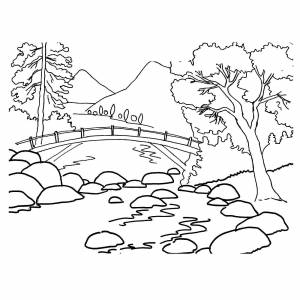 Раскраска речка в лесу