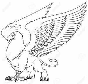 Cartoon Fantasy Griffin Line Art Illustration Good For Coloring