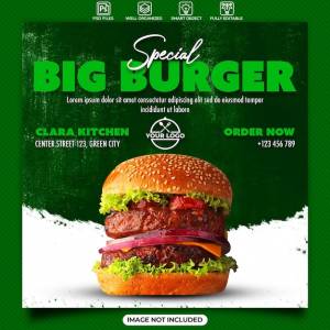 Специальный шаблон плаката с едой для бургеров
