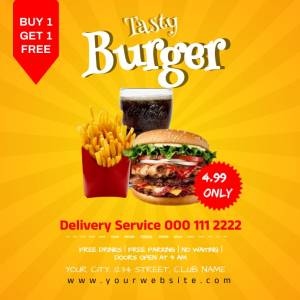 Шаблон бургер рекламный пост в инстаграме