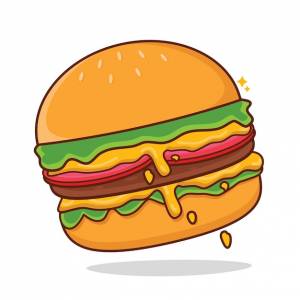Вектор гамбургера, сырный бургер, вектор мультфильма