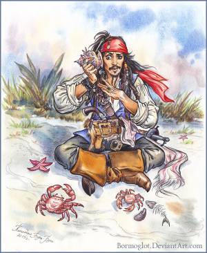 Иллюстрация Капитан Джек Воробей всегда на связи