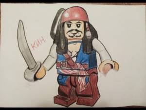 How to draw a Lego Jack Sparrow! -как нарисовать Лего Джек воробей!