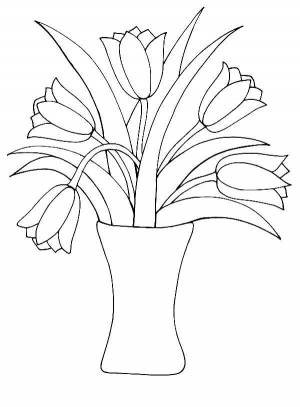Раскраски Раскраска Тюльпаны в вазе Ваза