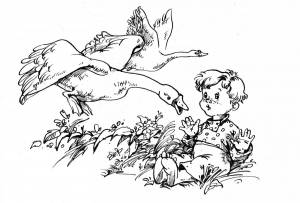 Раскраски яблоня из сказки гуси лебеди