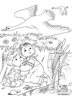 Раскраска Гуси-лебеди