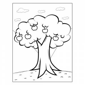 Раскраска Яблоня для детей