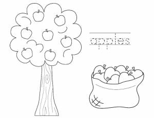 Раскраски Раскраска Яблоня дерево