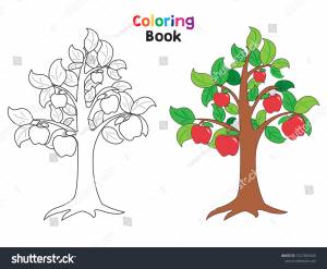 Apple Tree Coloring Book Page Childrens
