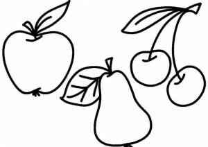 Раскраска Яблоко, груша и вишня