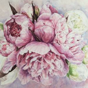 Картина акварель Пионы