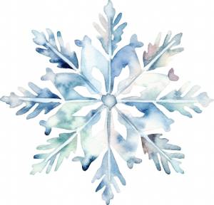 Снежинка акварелью изолирована на белом