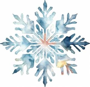 Снежинка акварелью изолирована на белом