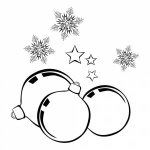 Раскраска Новогодние шары и снежинки