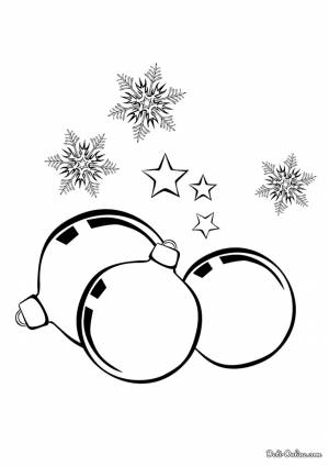 Раскраска Новогодние шары и снежинки