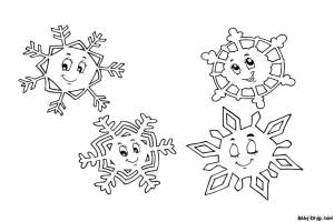 Раскраска Мультяшные снежинки