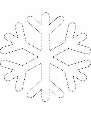 Раскраски Снежинка, Раскраска Простая снежинка изображенная пунктиром снег