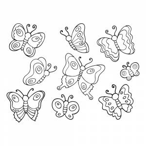 Раскраска Маленькие бабочки