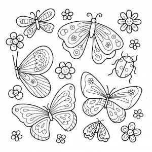раскраски бабочки и рисунок иллюстрации