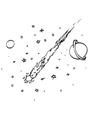 Раскраски Раскраска Кометы среди планет День космонавтики