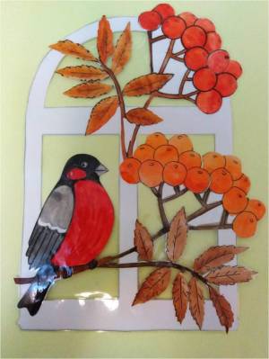 Витражи «Снегири на рябиновых ветках»