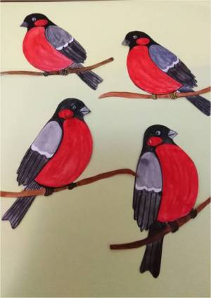 Витражи «Снегири на рябиновых ветках»