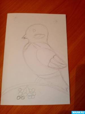 Мастер-класс по пластнографии «Снегирь на ветке рябины»