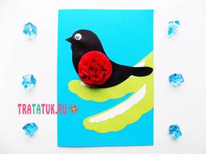 Аппликация «Снегирь на ветке»