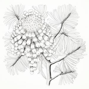 Черно-белая раскраска мимозы