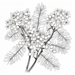 Черно-белая раскраска мимозы