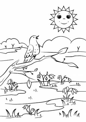 Картинки весенние раскраски для детей о весне